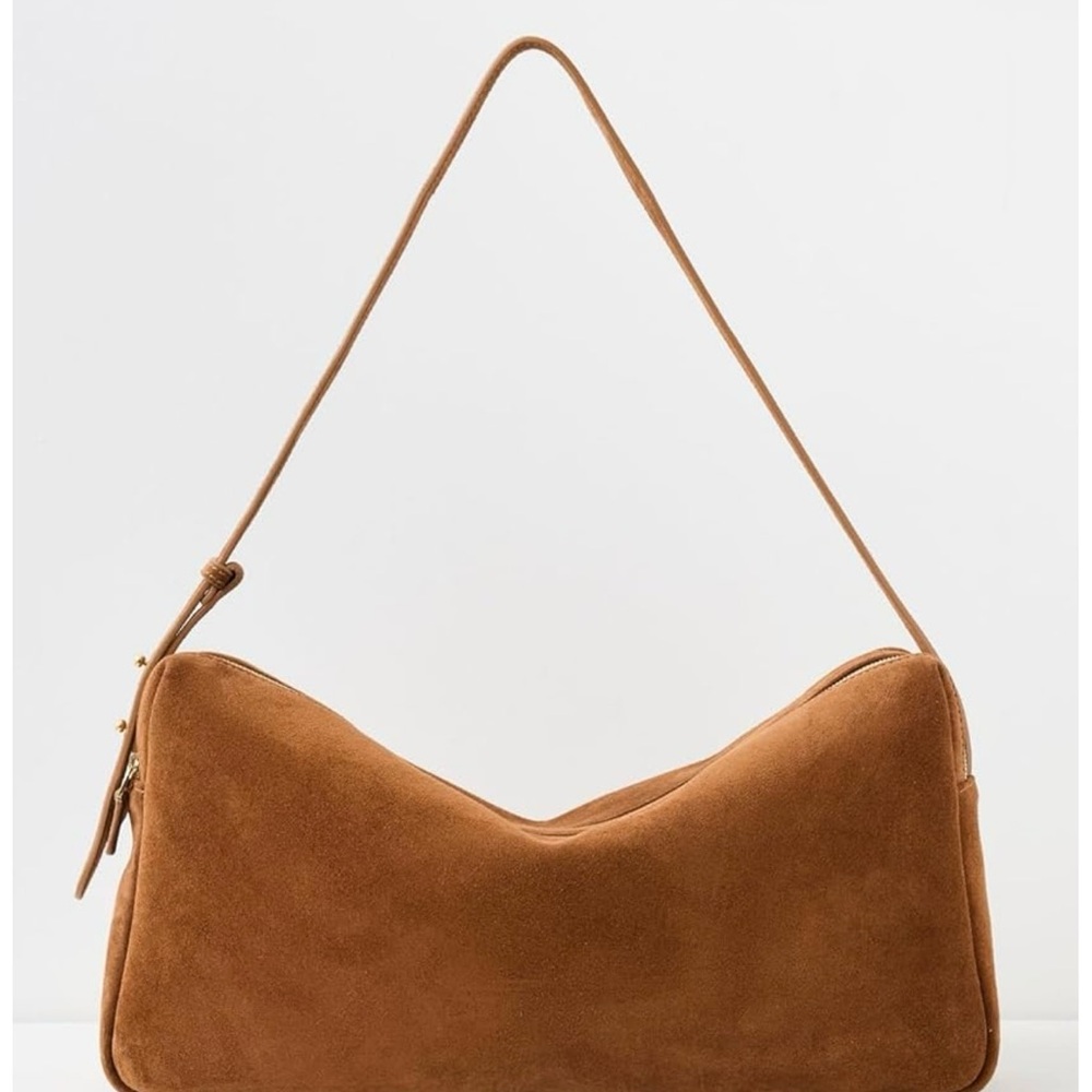 Elleme Trousse Cognac Suede Shoulder Bag - Picture 8 of 10